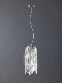 Maddison Polished Chrome Crystal Ceiling Lights Diyas Single Crystal Pendants